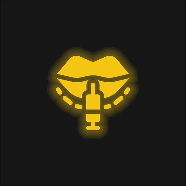 Botox yellow glowing neon icon - Vector, Image