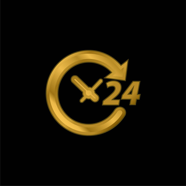 24 Stunden vergoldetes metallisches Symbol oder Logo-Vektor - Vektor, Bild