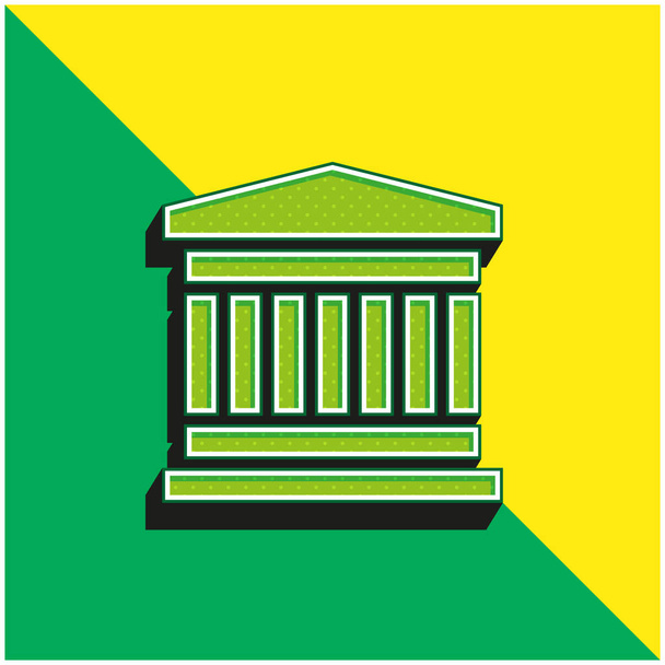 Pankki Vihreä ja keltainen moderni 3d vektori kuvake logo - Vektori, kuva