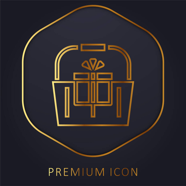 Cesto linea dorata logo premium o icona - Vettoriali, immagini