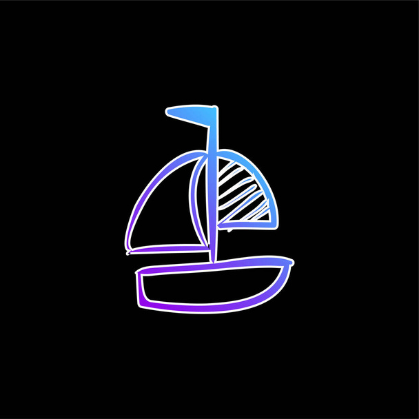 Σκάφος χέρι ζωγραφισμένα παιχνίδι μπλε κλίση διάνυσμα εικονίδιο - Διάνυσμα, εικόνα