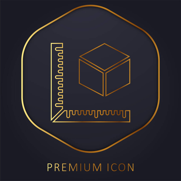 Impresión 3d Medir la línea de oro logotipo premium o icono - Vector, imagen
