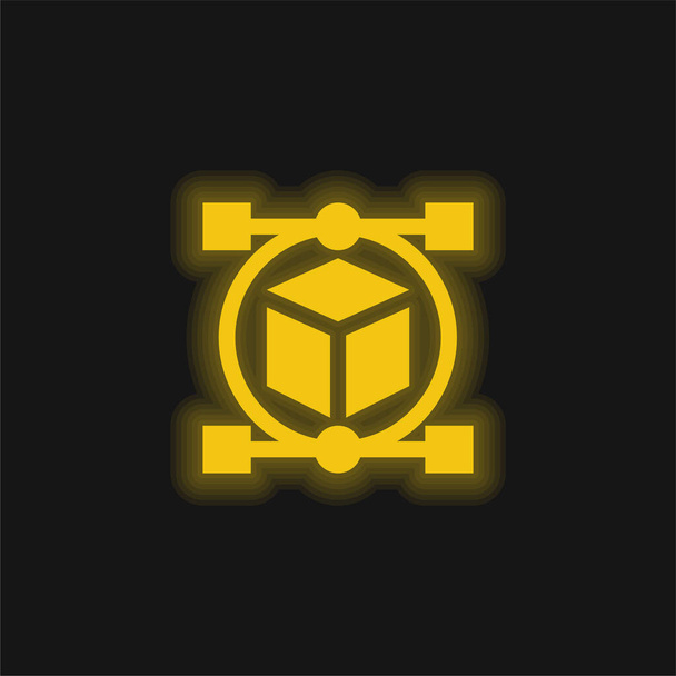 3d geel gloeiend neon pictogram - Vector, afbeelding