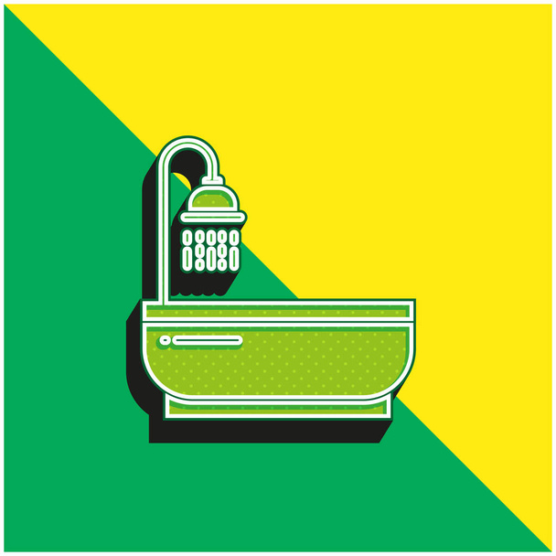 Bain Logo vectoriel 3d moderne vert et jaune - Vecteur, image