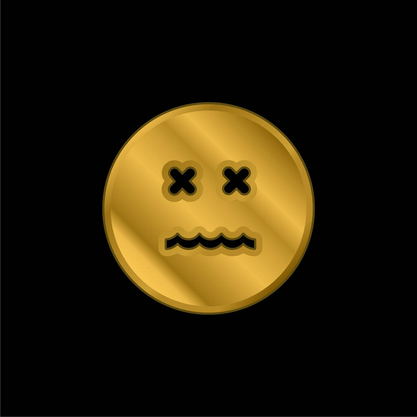 Emoticono anulado cara cuadrada chapado en oro icono metálico o logo vector - Vector, imagen