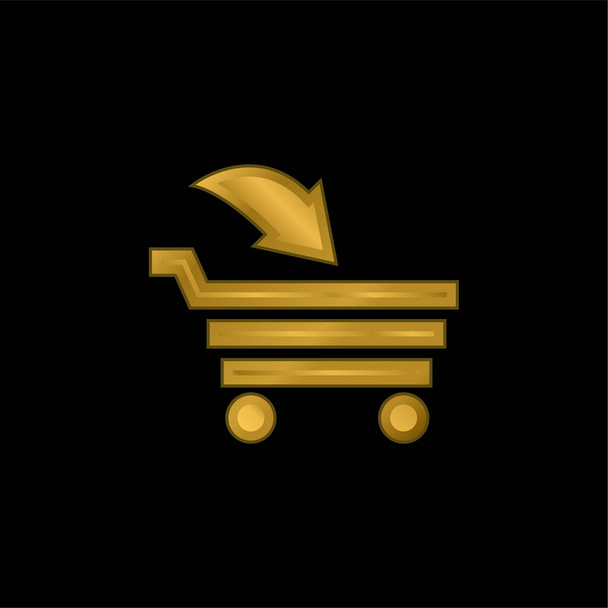 Add To Shopping Cart Interface Commercial Symbol gold plated metalic icon or logo vector - Vector, Image