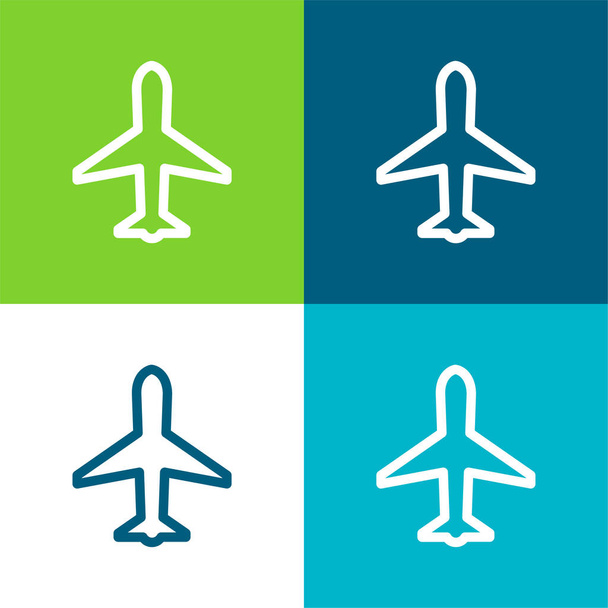 Basic Plane Flat four color minimal icon set - Vector, Image