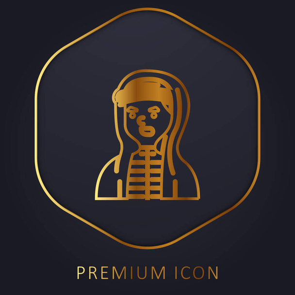 Jongen gouden lijn premium logo of pictogram - Vector, afbeelding