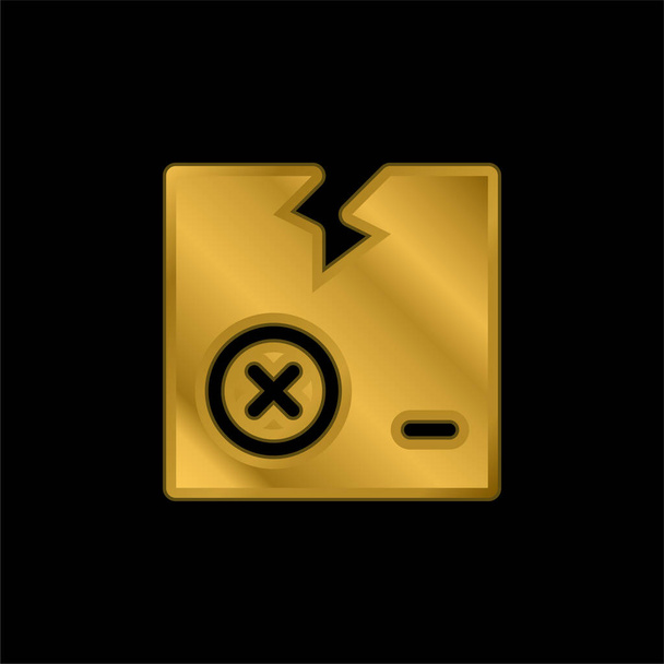 Kutu altın kaplama metalik simge veya logo vektörü - Vektör, Görsel