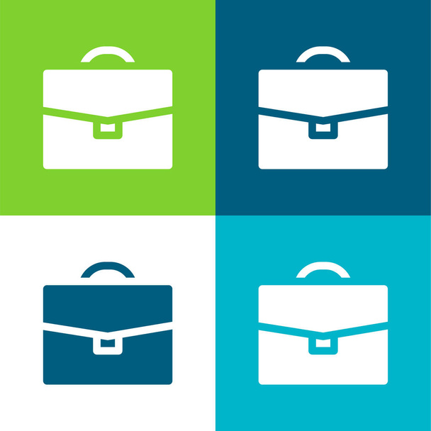 Briefcase Flat vier kleuren minimale pictogram set - Vector, afbeelding