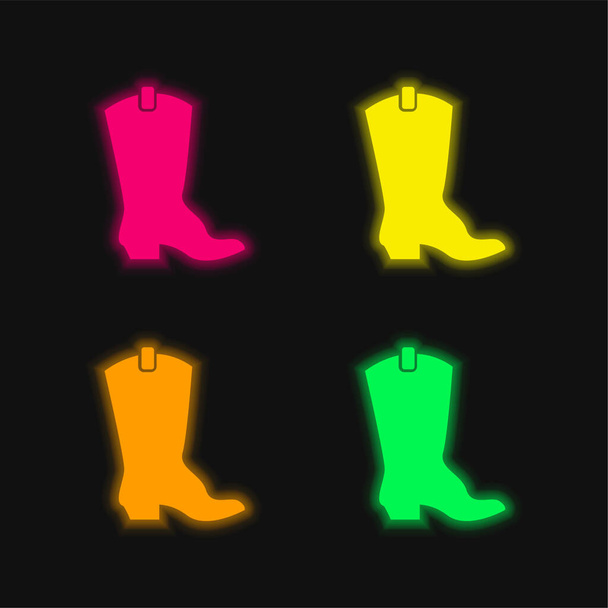 Boot cztery kolory świecące neon wektor ikona - Wektor, obraz
