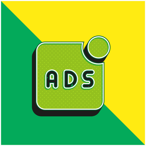 Anuncios verde y amarillo moderno 3d vector icono logo - Vector, Imagen