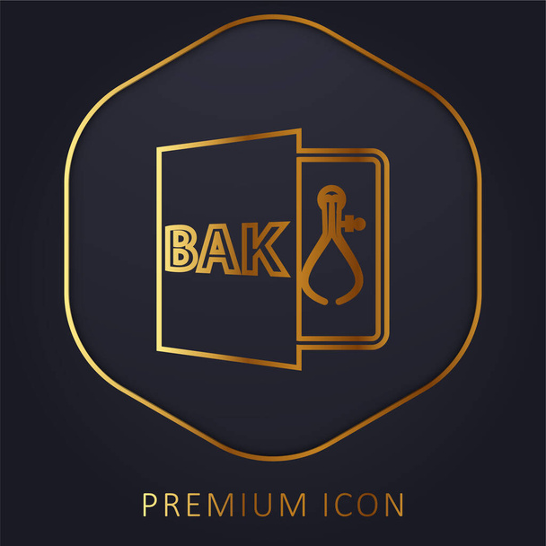 BAK μορφή αρχείου Σύμβολο χρυσή γραμμή πριμοδότηση λογότυπο ή εικονίδιο - Διάνυσμα, εικόνα