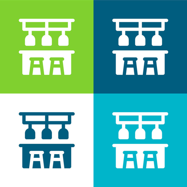 Bar Counter Plano de quatro cores conjunto de ícones mínimos - Vetor, Imagem