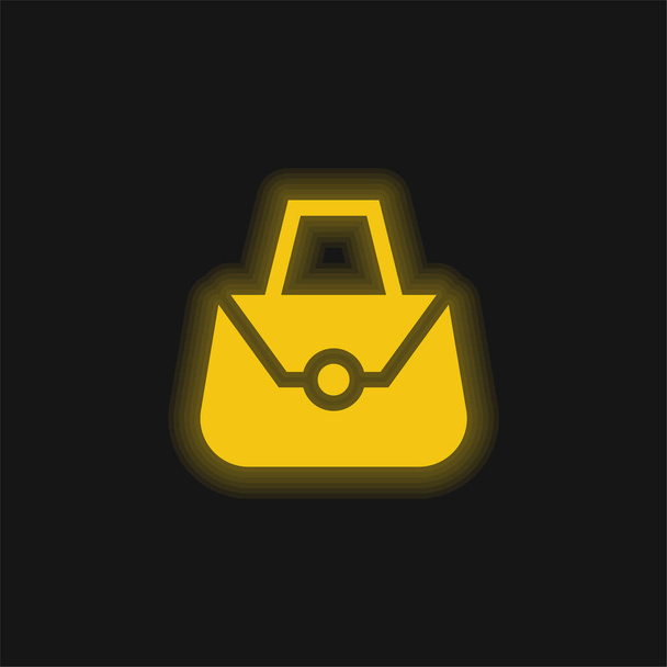 Bolso amarillo brillante icono de neón - Vector, imagen