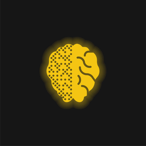 Aivot keltainen hehkuva neon kuvake - Vektori, kuva