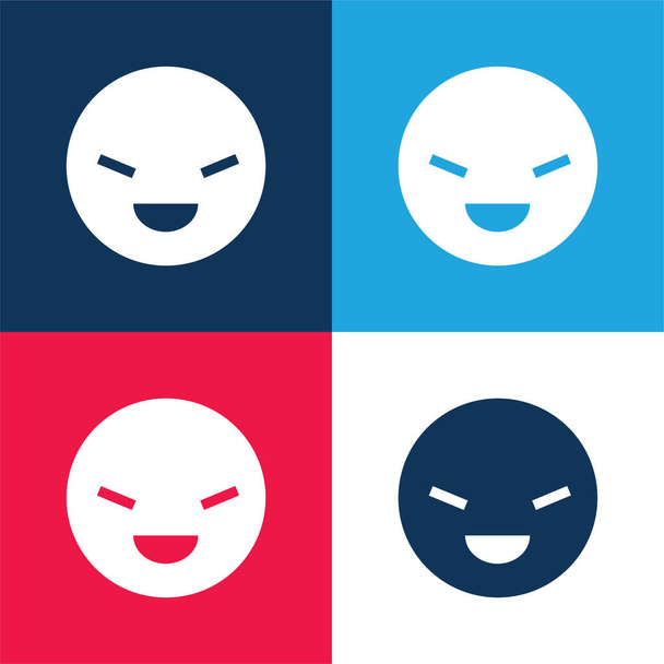 Beat kék és piros négy szín minimális ikon készlet - Vektor, kép