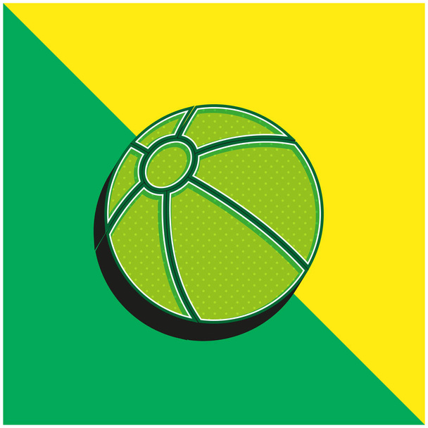 Beach Ball Verde e giallo moderno logo icona vettoriale 3d - Vettoriali, immagini