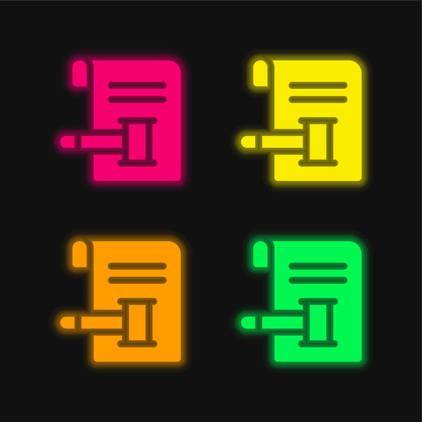 Subasta de cuatro colores brillante icono de vectores de neón - Vector, Imagen