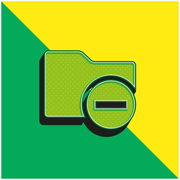 Fekete mappa Minus Sign Zöld és sárga modern 3D vektor ikon logó - Vektor, kép