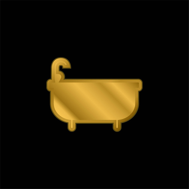 Bathtube chapado en oro icono metálico o logo vector - Vector, imagen