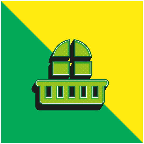 バルコニーグリーンと黄色の現代的な3Dベクトルアイコンのロゴ - ベクター画像