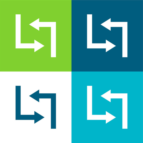 Flechas Plano de cuatro colores mínimo icono conjunto - Vector, imagen