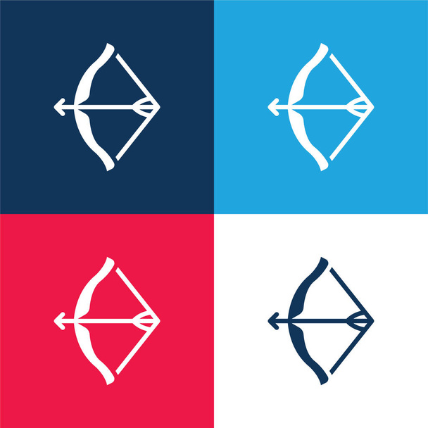 Buig blauw en rood vier kleuren minimale pictogram set - Vector, afbeelding