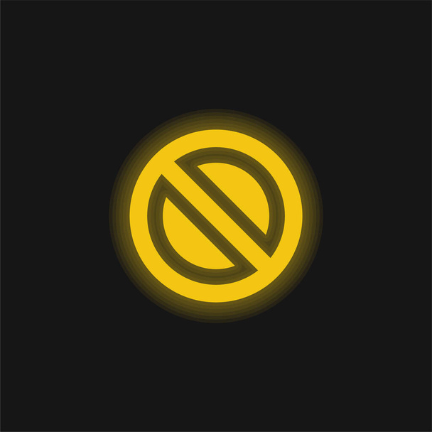 Banned yellow glowing neon icon - Vector, Image