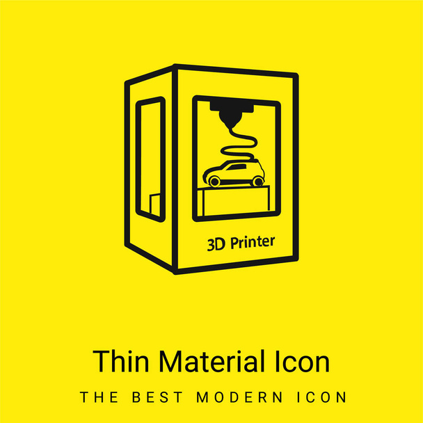 3d Printer Printing A Vehicle minimal bright yellow material icon - Vector, Image