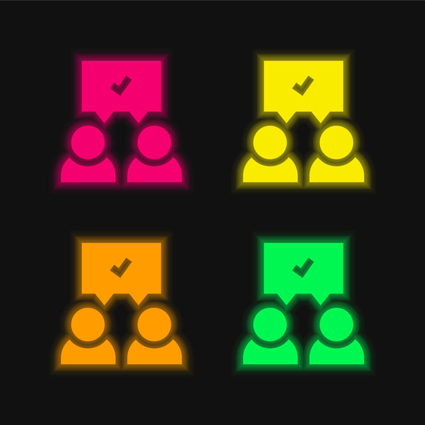 Sopimus neljä väriä hehkuva neon vektori kuvake - Vektori, kuva