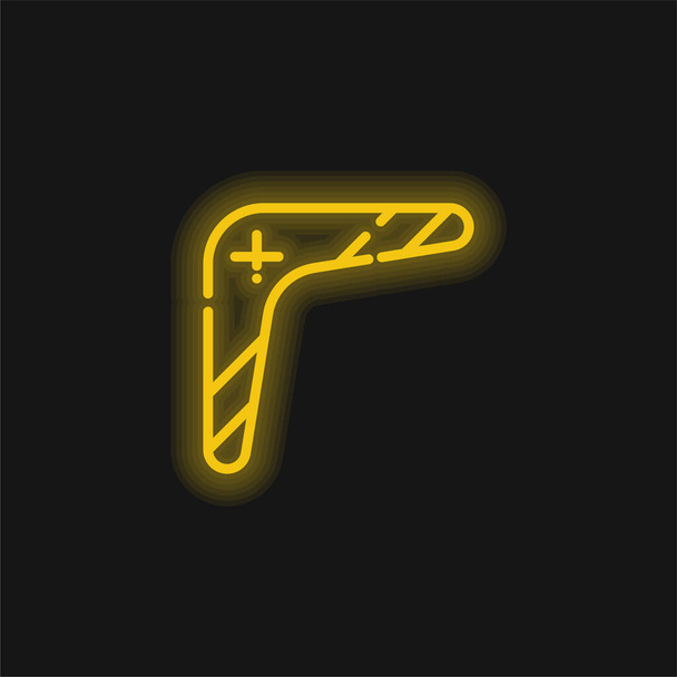 Boomerang keltainen hehkuva neon kuvake - Vektori, kuva