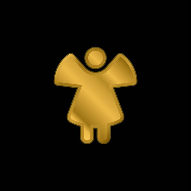 Ángel chapado en oro icono metálico o logo vector - Vector, Imagen