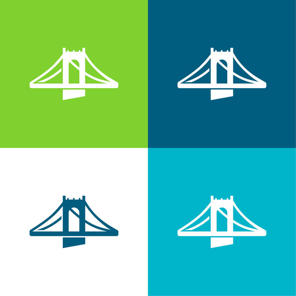 Puente plano de cuatro colores mínimo icono conjunto - Vector, Imagen