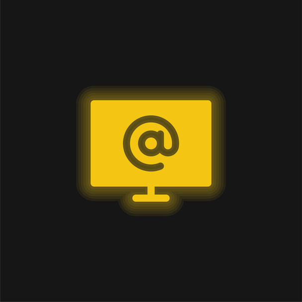 Parlayan sarı neon ikonunda - Vektör, Görsel