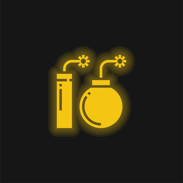 Explosão amarelo brilhante ícone de néon - Vetor, Imagem