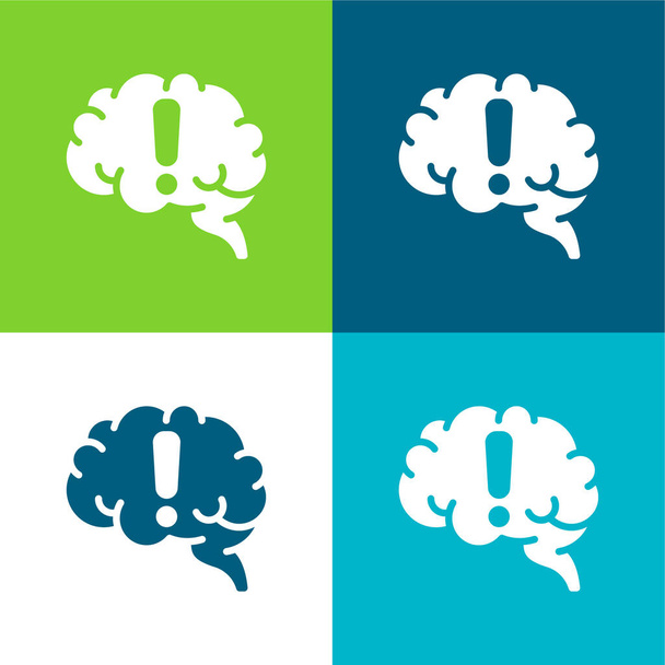 Brain Flat quatro cores conjunto de ícones mínimos - Vetor, Imagem