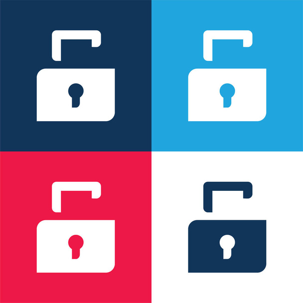 Czarny Bolt niebieski i czerwony zestaw czterech kolorów minimalny zestaw ikon - Wektor, obraz