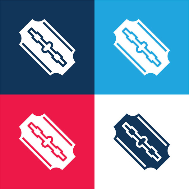 Ostrza niebieski i czerwony zestaw czterech kolorów minimalny zestaw ikon - Wektor, obraz