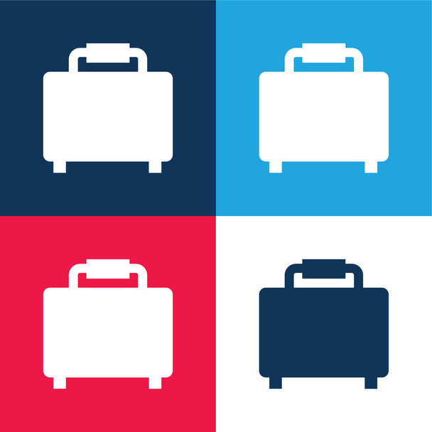 Σιλουέτα αποσκευών μπλε και κόκκινο τεσσάρων χρωμάτων ελάχιστο σύνολο εικονιδίων - Διάνυσμα, εικόνα