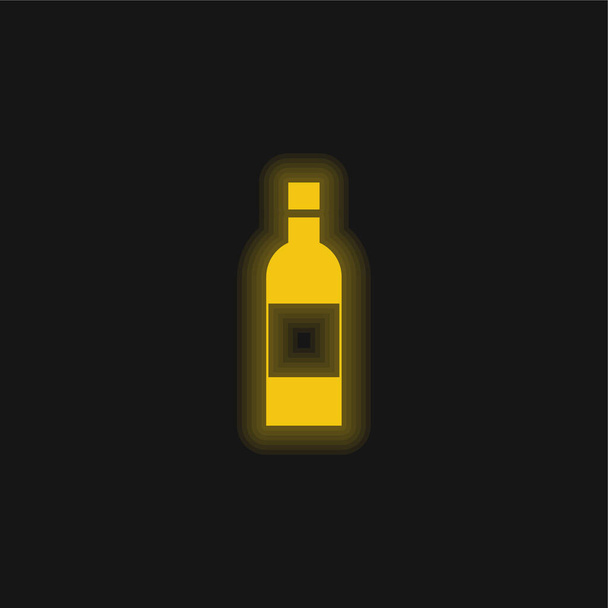Lahvička žluté zářící neon ikona - Vektor, obrázek