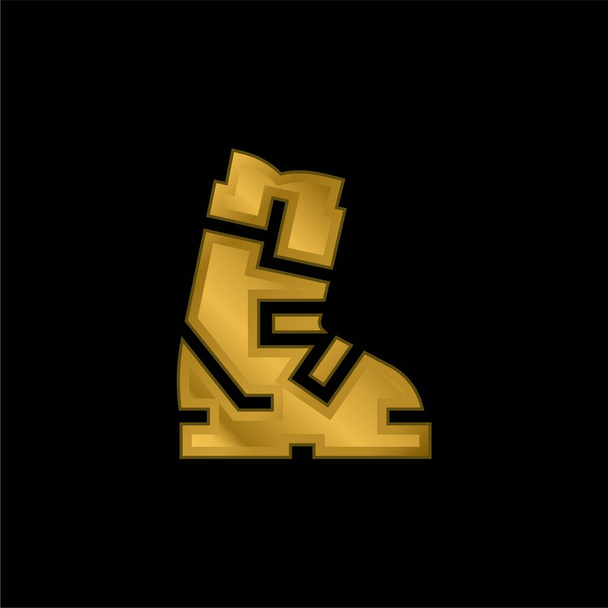 Bota banhado a ouro ícone metálico ou vetor logotipo - Vetor, Imagem