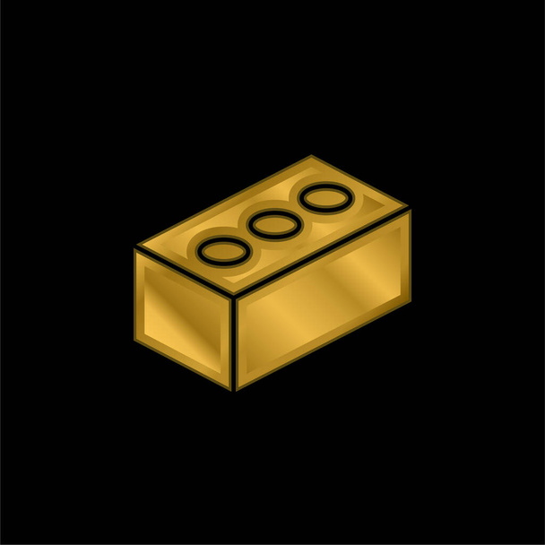 Ladrillo chapado en oro icono metálico o logo vector - Vector, Imagen