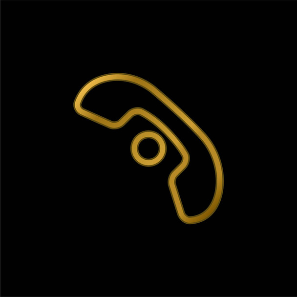 Esquema del signo auricular con un pequeño círculo chapado en oro icono metálico o logo vector - Vector, Imagen