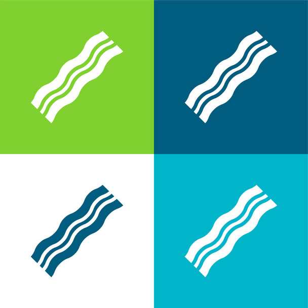 Четырехцветный набор значков Bacon Flat - Вектор,изображение