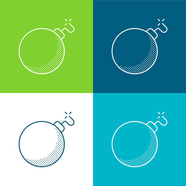 Bombe Ensemble d'icônes minimal plat quatre couleurs - Vecteur, image