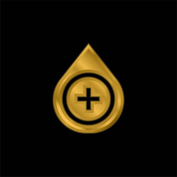 Επίχρυσο μεταλλικό εικονίδιο ή φορέας λογότυπου τύπου αίματος - Διάνυσμα, εικόνα