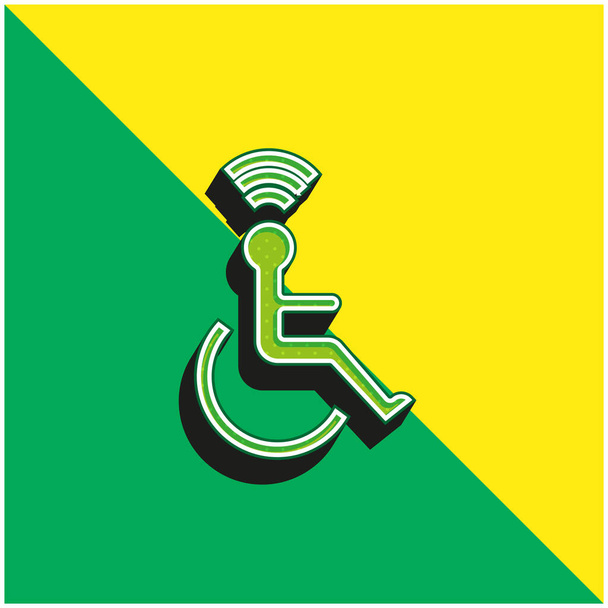 Accesibility Green and yellow modern 3d vector icon logo - Vector, Image