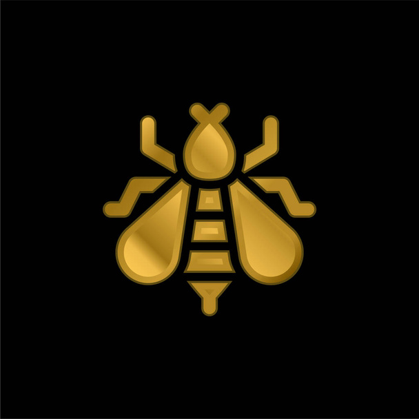 Bee gold plated metalic icon or logo vector - Vector, Image