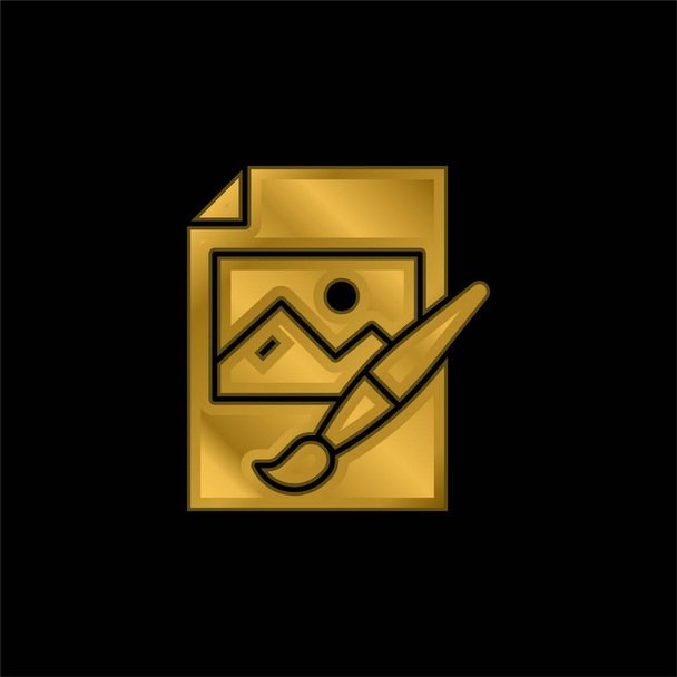 Obra de arte chapado en oro icono metálico o logo vector - Vector, imagen